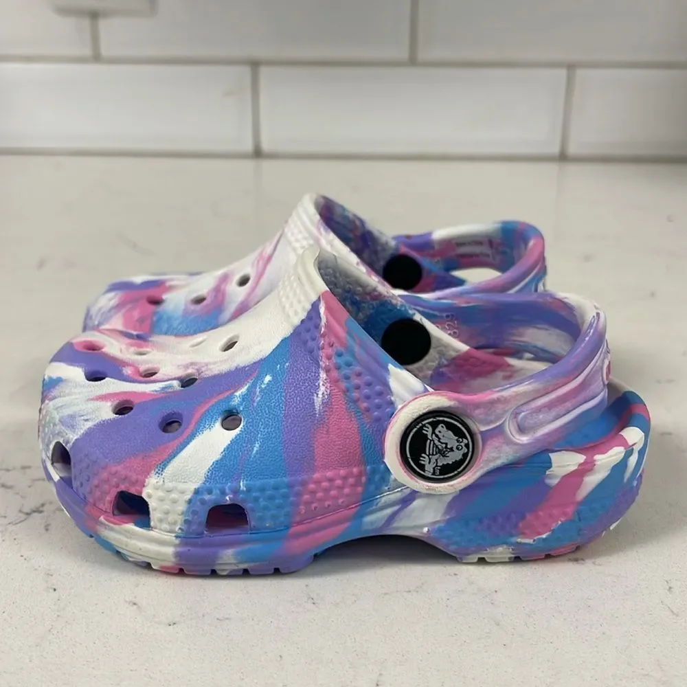 Crocs Classic Marbled Clog Toddler Size 6 Pastel Tie Dye